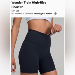 LuluLemon Wunder Train High-rise Short 6” - True Navy Size 6
